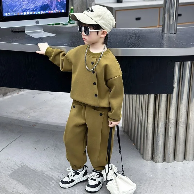 スウェットセット-子供服-上下セット-4歳-韓国子供服-2025年新作-秋冬-男の子
