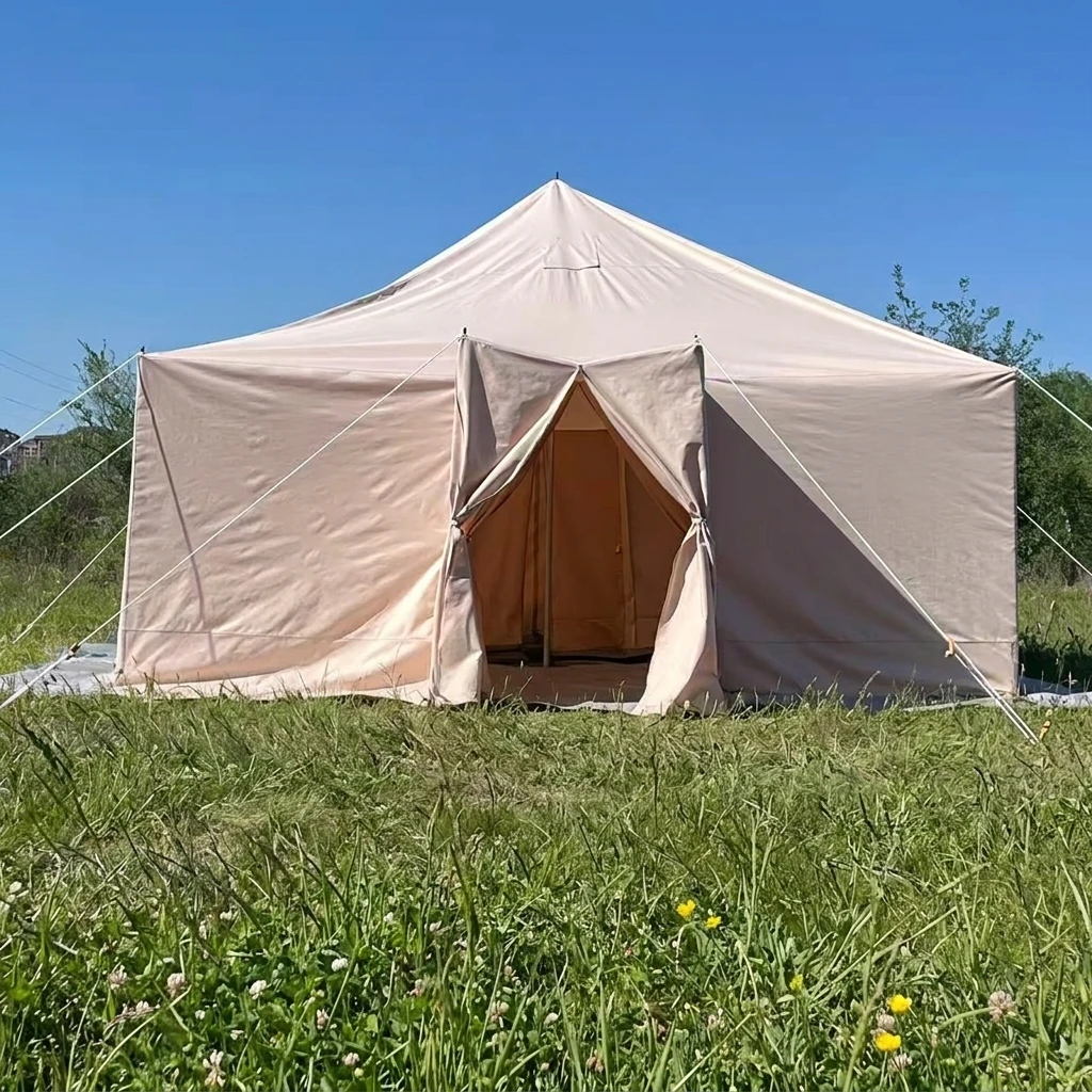 OEM ODM Custom Canvas Bell Tent Factory Direct Glamping 4 Season Waterproof Cotton Camping Tent with Stove Jack