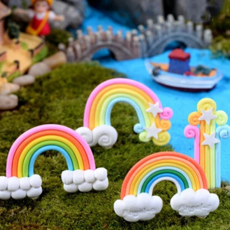 Soft Ceramic rainbow micro Landscape Decoration, Birthday Cake DIY Material, Refrigerator Sticker, Phone Case
