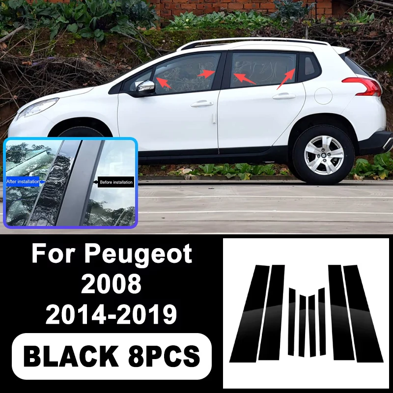 

Car Window Pillar Decorative PC Trim for Peugeot 2008 2014-2019 - B/C Pillar Stickers, Auto Exterior Accessories 2018 2017 2016