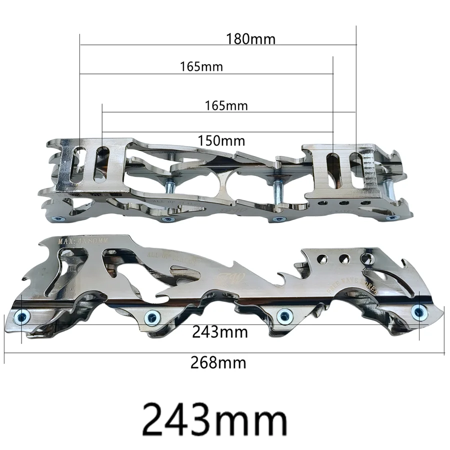 free shipping roller skates frame rockered frame  231 mm 243 mm