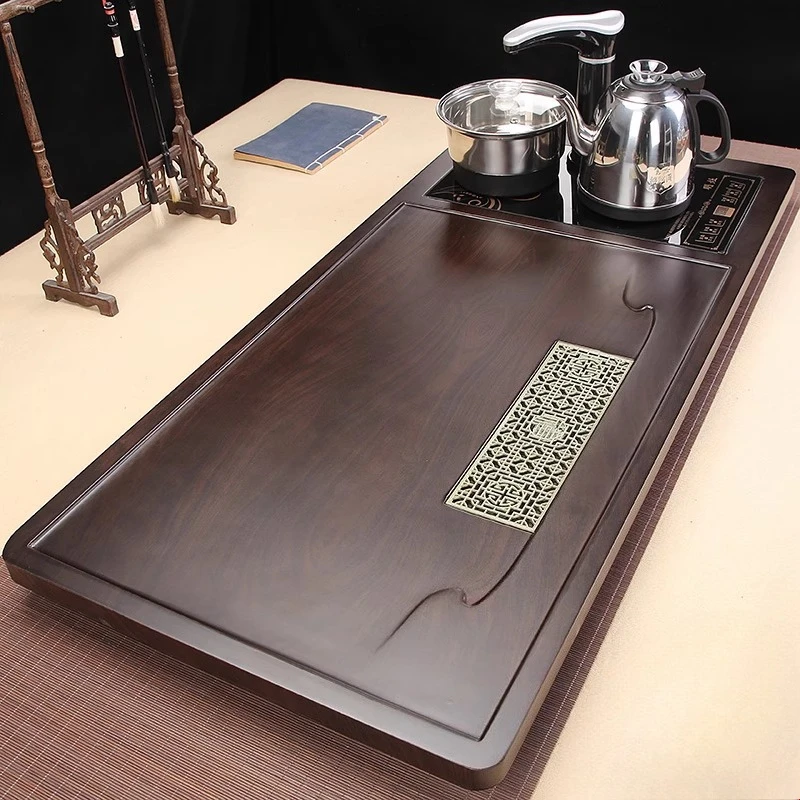 Wooden Table Tea Tray Living Room Valet Rectangle Chinese Tea Tray Black Coasters Drainage Hospitality Bandejas Home Products