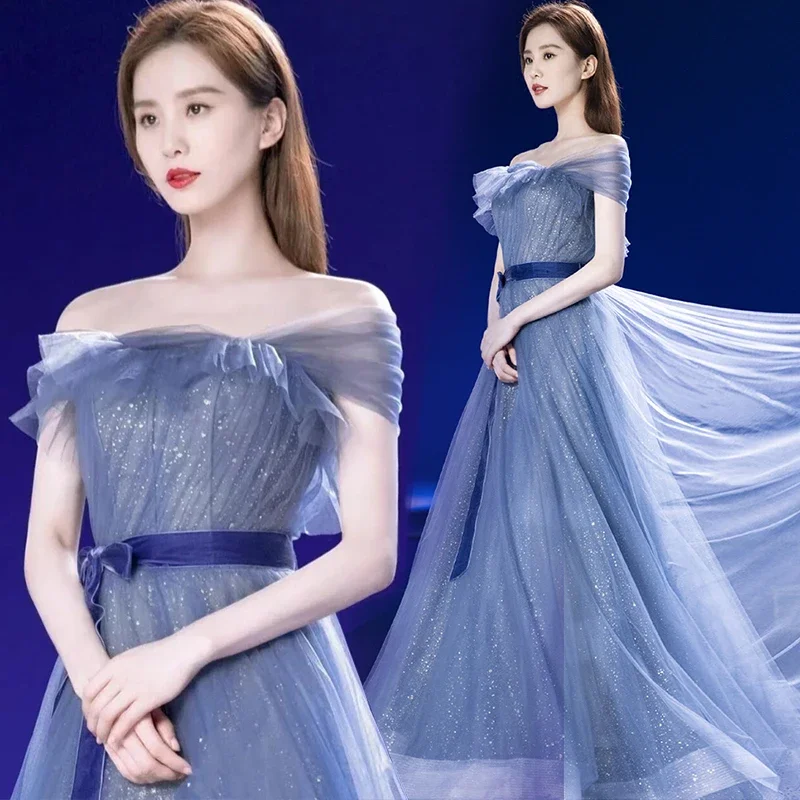 

Evening Gown for Women Luxury Performance Host Ball Dr Korean Sle Diamond Decorated Slim Fit Alluring Dress 2025 Hot Sale