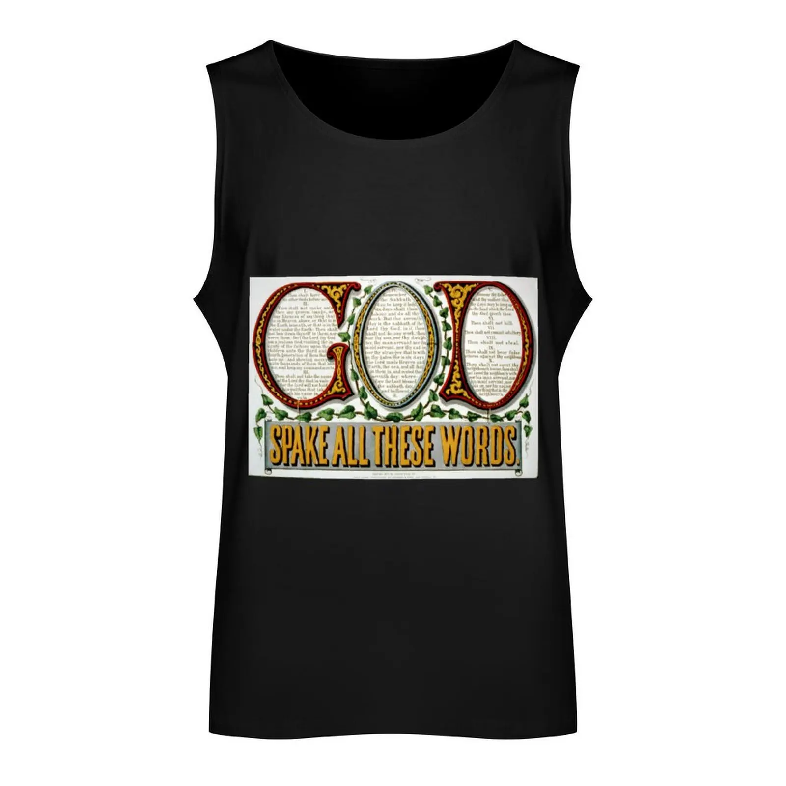 God spake all these words - 1876 Tank Top Men's sleeveless gym shirts Fitness men clothing men clothing Sleeveless T-shirt