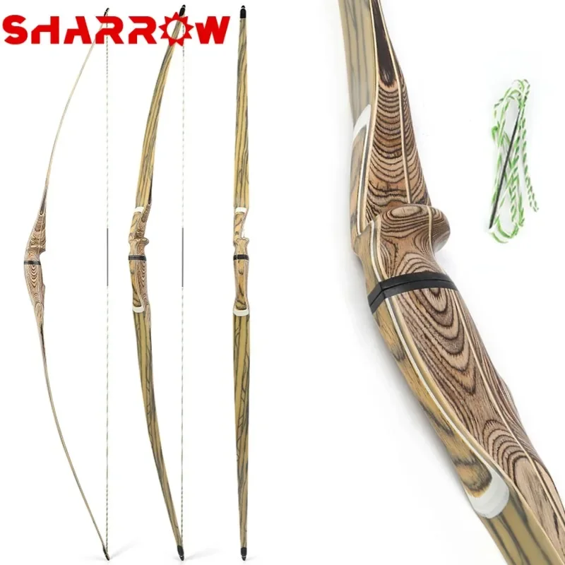 60/62/64 Inch Archery Traditional Bow 20-50 Lbs Wooden Takedown Longbow Recurve Bow for Right Hand Shooting Hunting Accessories