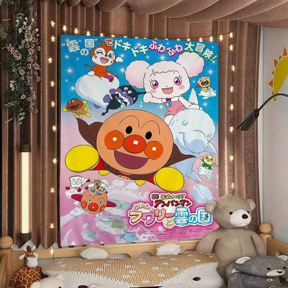 Anime A-Anpanman Cartoon Tapestry Hippie Flower Wall Carpets Dorm Decor Art Home Decor