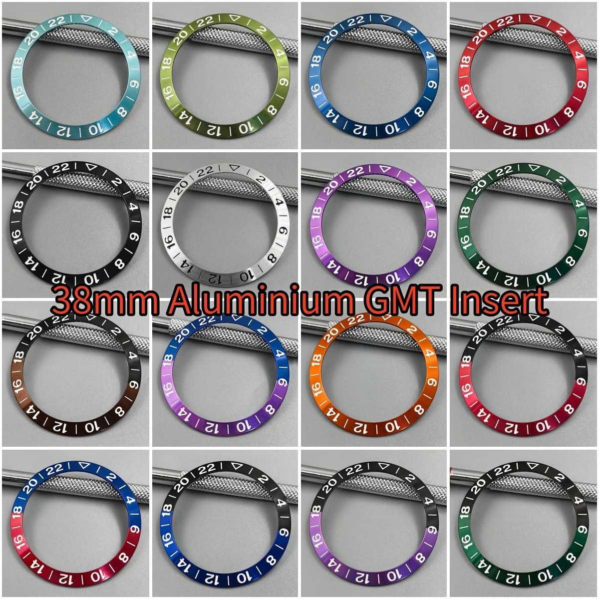 

High Quality 38mm*30.5mm Watch Bezel GMT Blue Purple Red Green Watch Insert For NH35 NH36 40mm SUB Case Watch Replacement Parts