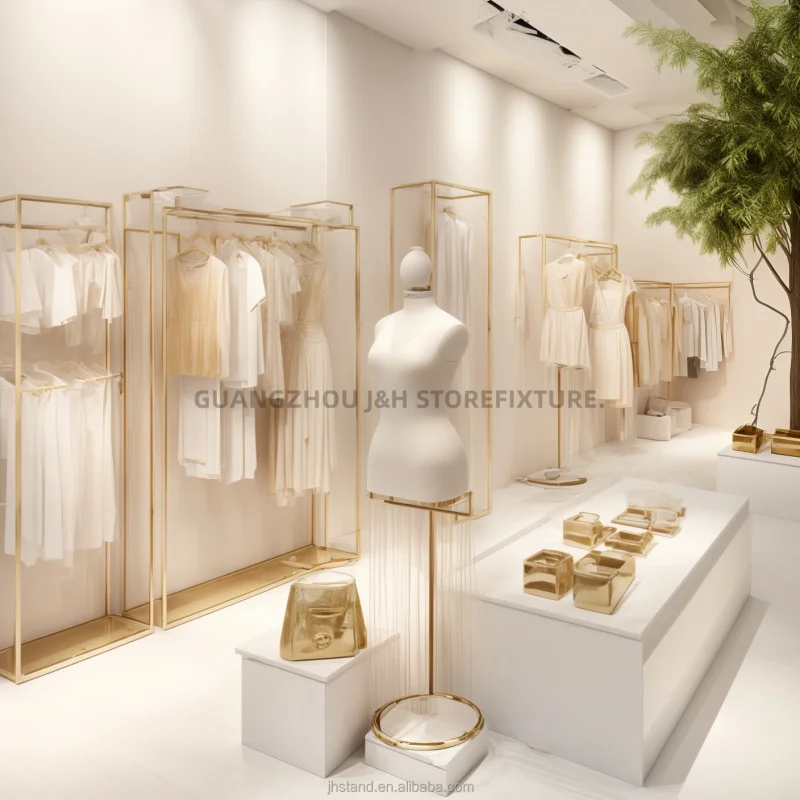 aangepast. Detailhandel Winkel Decoratie Ontwerp Aangepaste Display Rack Kledingwinkel Front Decor Mode Moderne Bruidswinkel Furn