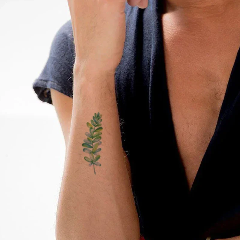 Flowers Plant Waterproof Temporary Tattoo Sticker Green Design Fake Tattoos Flash Tatoos Arm Chest Neck Body Art for Women Men