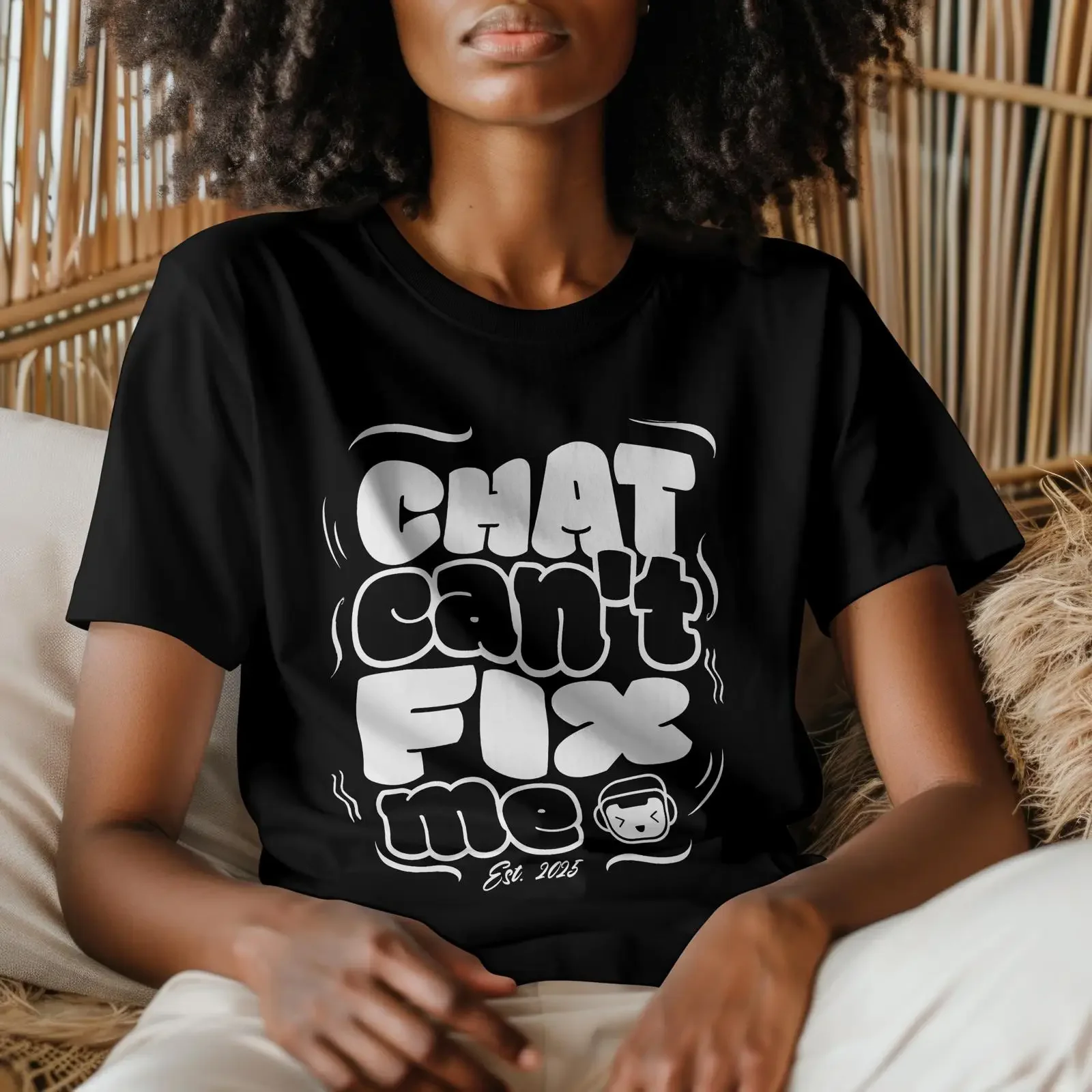 Chat AI lover tee Programmer Tech T Shirt with quote Can't Fix Me Influencers s vintage Washed homme streetwear Comfortable