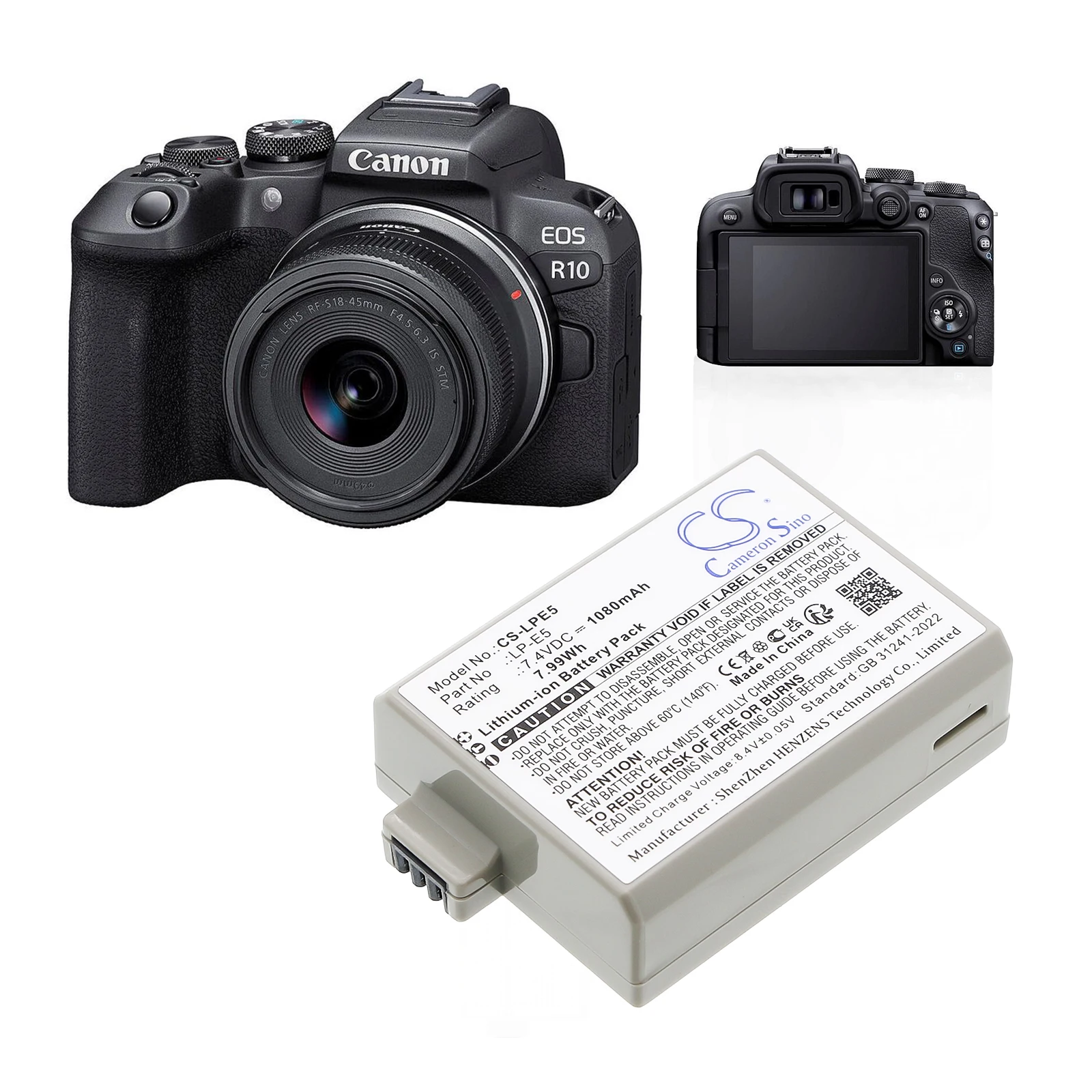 Li-ion Camera Battery for Canon, 7.4V, 1080mAh, Compatible Models: EOS Kiss F, EOS Kiss X2