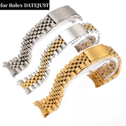 Stainless Steel Strap for Rolex DATEJUST Metal Curved End Strap Luxury Bracelet Watch Band Accessories 13/17/18/19/20/21/22mm