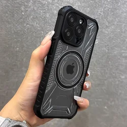 Fine hole military level shockproof magnetic phone case for iPhone 16 15 14 13 12 11 Pro Max magsafe charging armor pc hard case