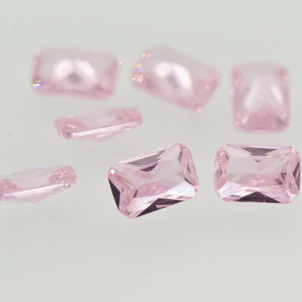 Loose Cubic Zirconia CZ Stone Pink Color Octangle 4x6~13x18mm Synthetic Gems DIY for Jewelry DIY for Jewelry