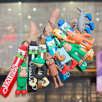 Italian Brainrot Cartoon Keyring Tung Tung Tung Sahur Car Keychain Funny Meme Anime Cute Key Ring Creative PVC Pendant Gift 2025