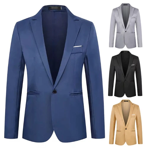 Chaqueta de traje informal de negocios para hombre, traje versátil de Color sólido, ligero, lujoso, delgado, sin planchar, antiarrugas, otoño