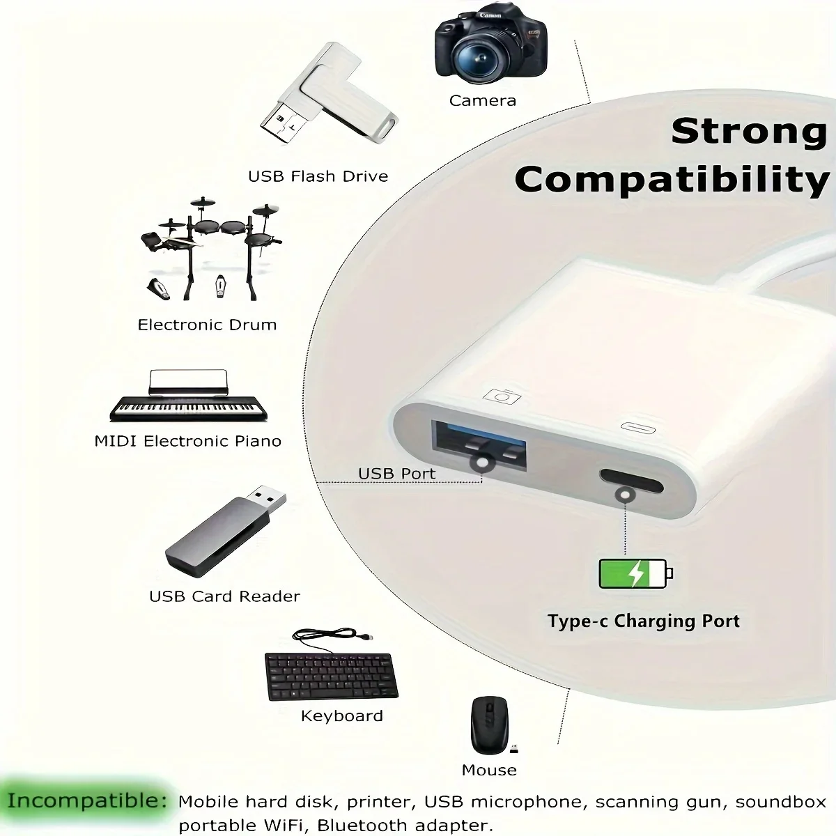 Lightning Type C OTG Adapter 2in1 For iPhone 16 15 14 13 ProMax iPad USB 30 Converter Mouse Keyboard Camera Card Reader Data image 2