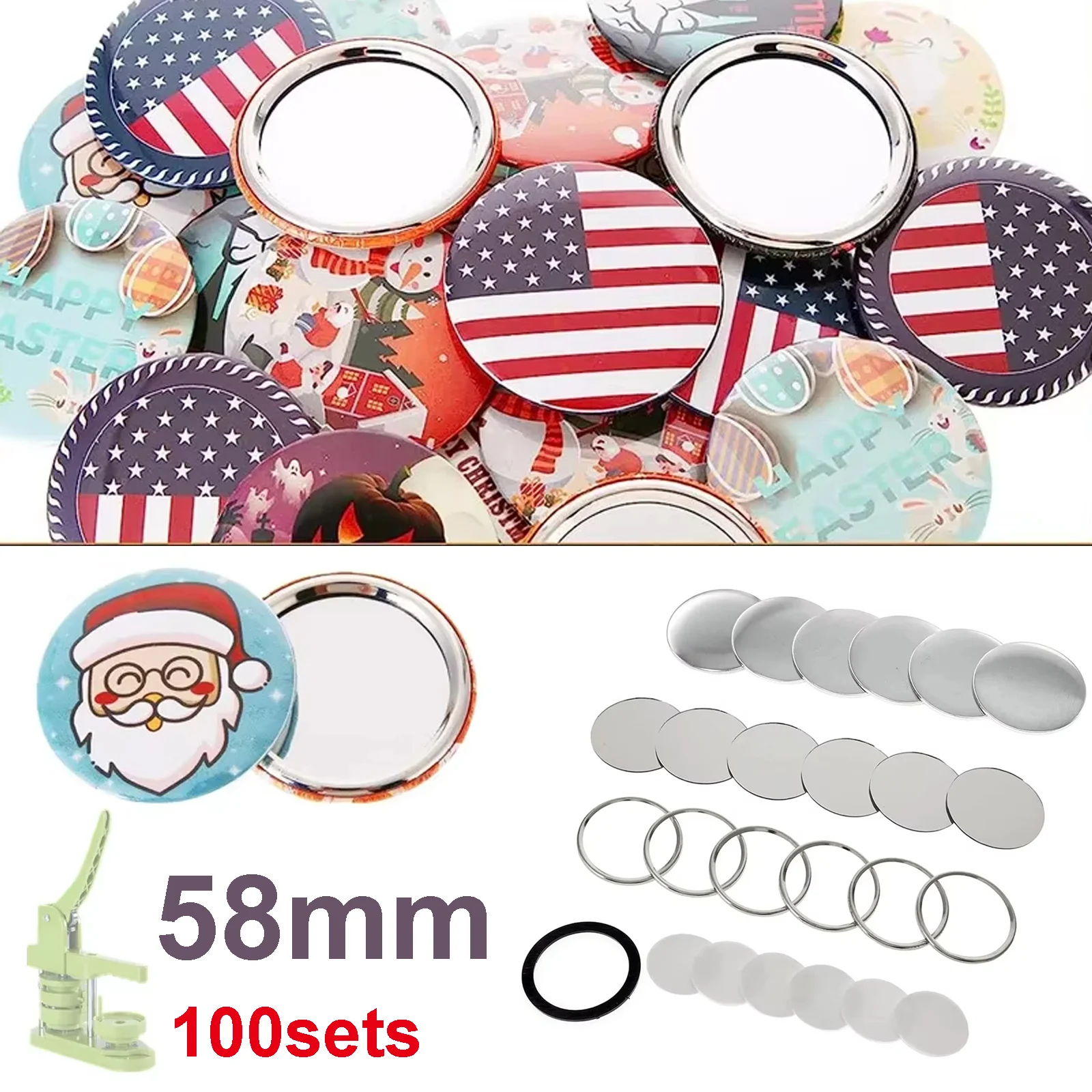 

58MM Pocket Mirror Blank Mirror Badge Button Maker Part DIY Round Button Supplies for Badge Press Making Machine 100sets