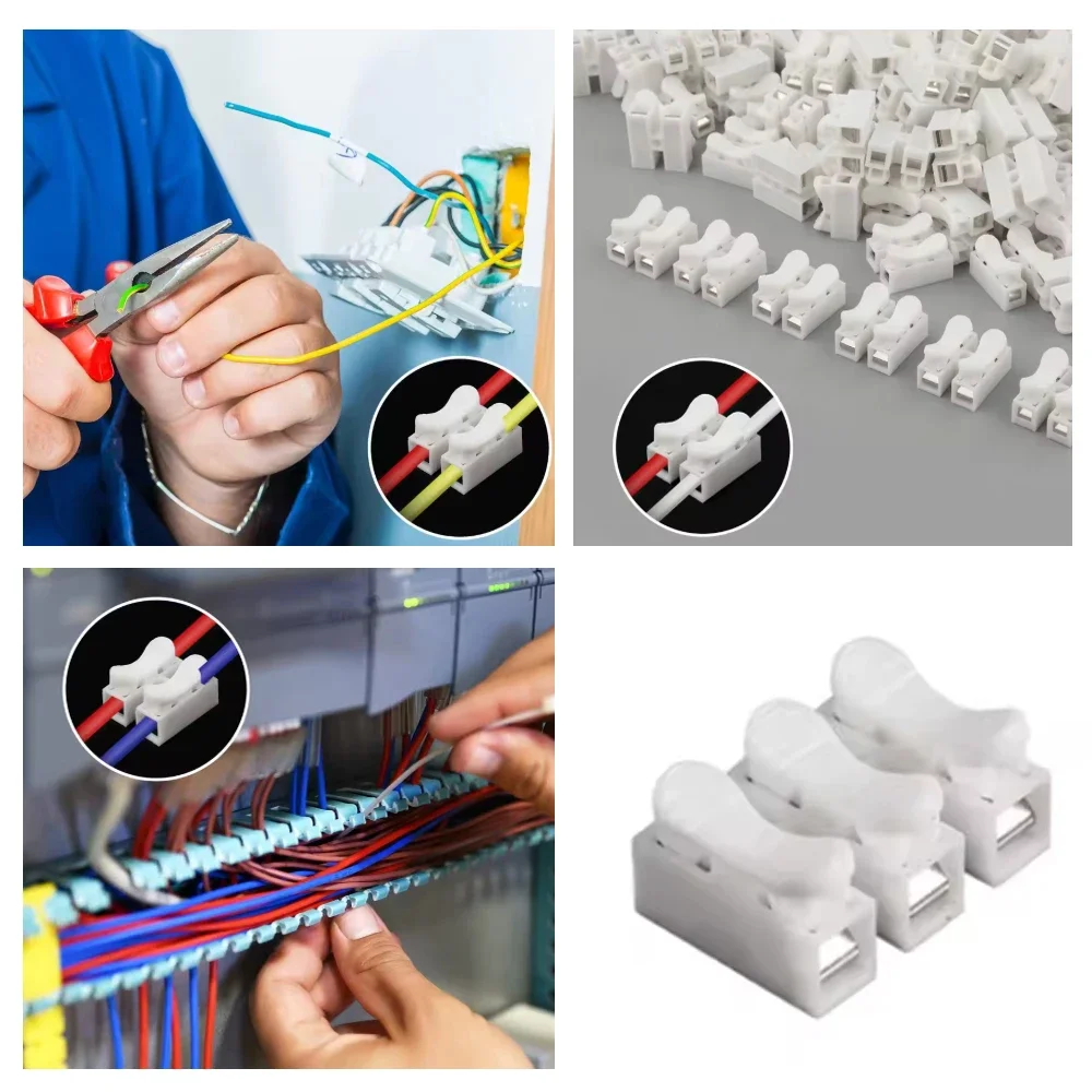 Push-in Spring Loaded Connector, CH2 CH3 5A 250V Wire Cable Connector for Electrical Lighting