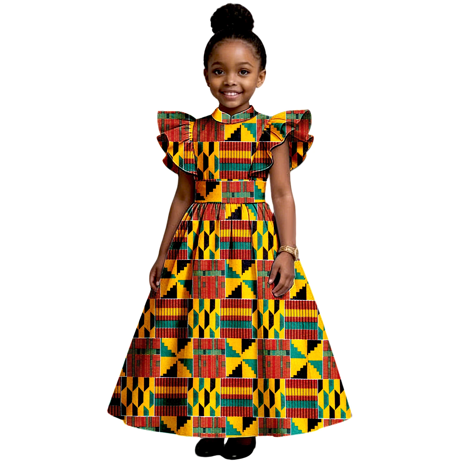 

Toddler Girl's Kente Print Dress African Attire Dashiki for Kids Outfit Ankara Children Dress for Party