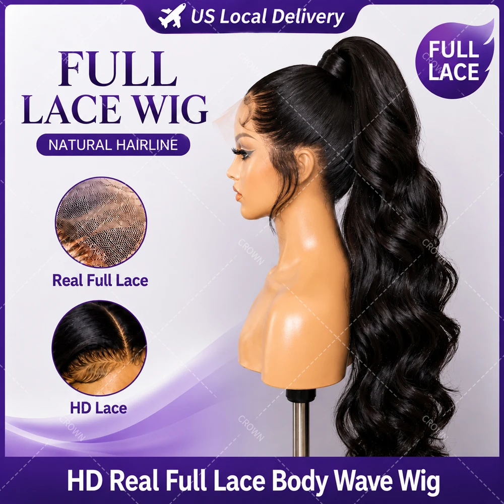 Luxury Full Lace Straight Human Hair Wig Natural Black HD Lace Pre Plucked Bleached Knots 360 Free Styling Wig For Black Women