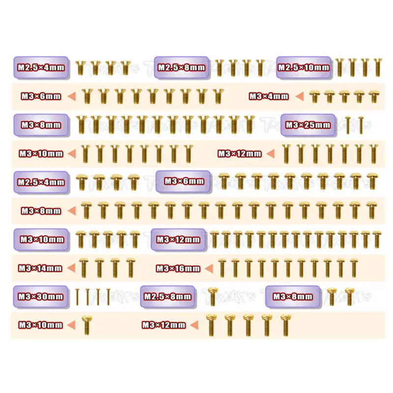 Original T works  GSS-CATL1EVO Gold Plated Steel Screw Set 135pcs. ( For Schumacher CAT L1 EVO ) Professional Rc part