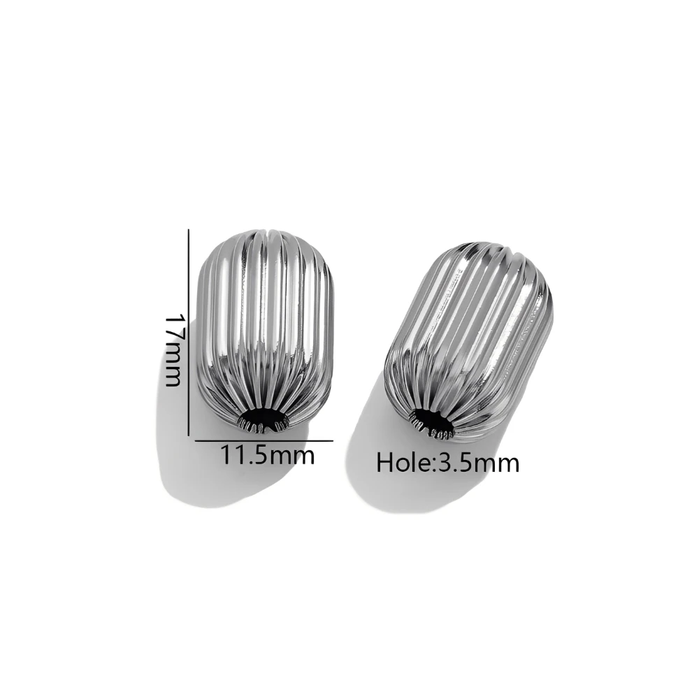 5 STKS Rvs 18 K Goud Grote Geribbelde Ovale Teardrop Vormen Losse Kralen voor DIY Armband Ketting Sieraden Maken Groothandel