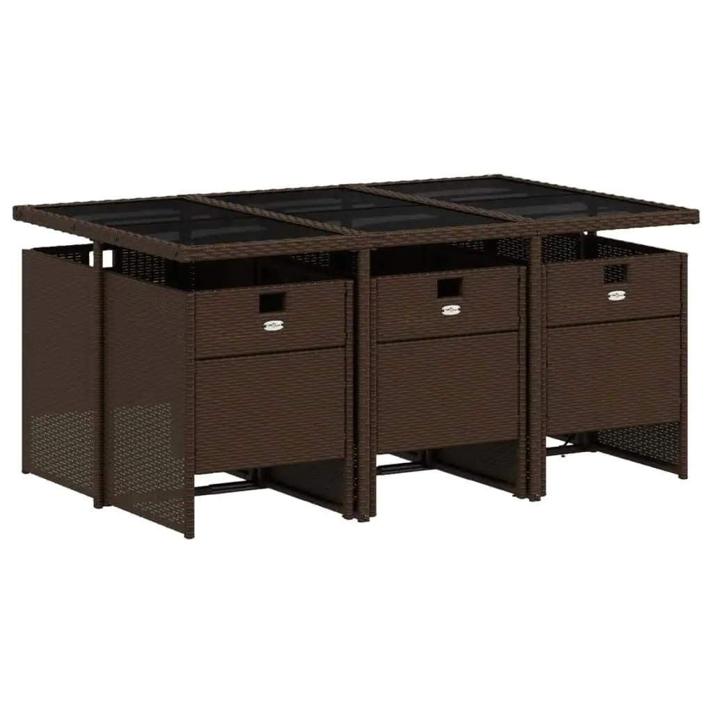 Ensemble de salle à manger avec coussins, rotin XR marron, 7 pièces, mobilier d'extérieur pour des réunions confortables