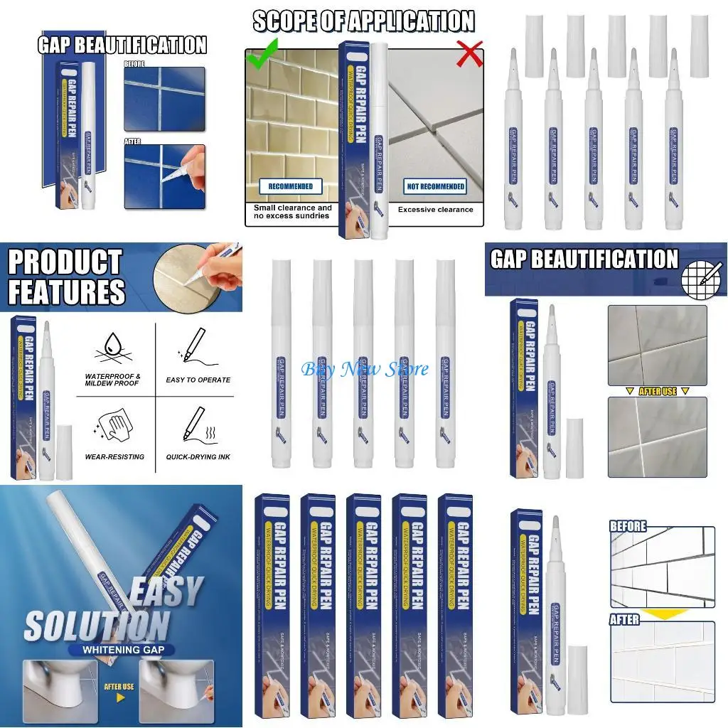 

20CE Grout Restorer Pen Tile Paint Marker Pen, Waterproof Wall Grout Pen Gaps Beautification Marker Pen, Wall Tile Repair Pen