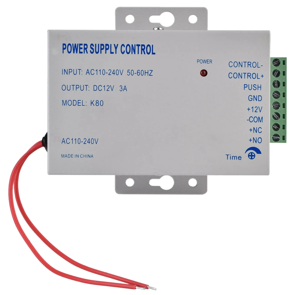 ระบบควบคุมการเข้าประตู K80ไฟฟ้ากระแสตรง12V 3A พลังงานขนาดเล็ก/พลังงานตัวล็อคไฟฟ้า/ระบบควบคุมการเข้าถึง