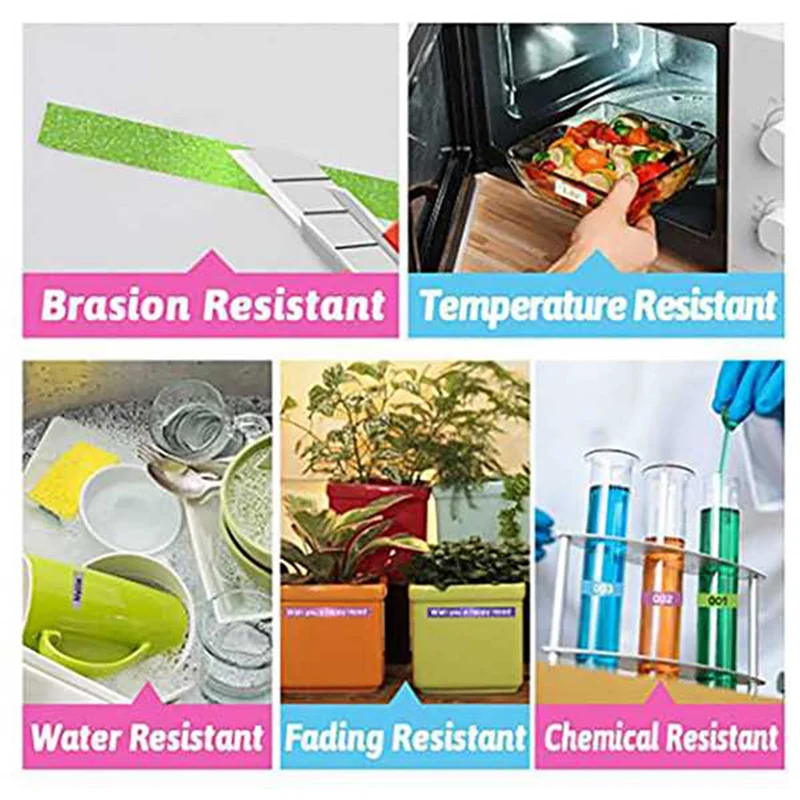 Pita Label Efficientt-91205 Untuk Mesin Pembuat Label DYMO Letratag Seri LT-100T LT-100H Kertas Pencetakan Termal Label 12Mmx4m