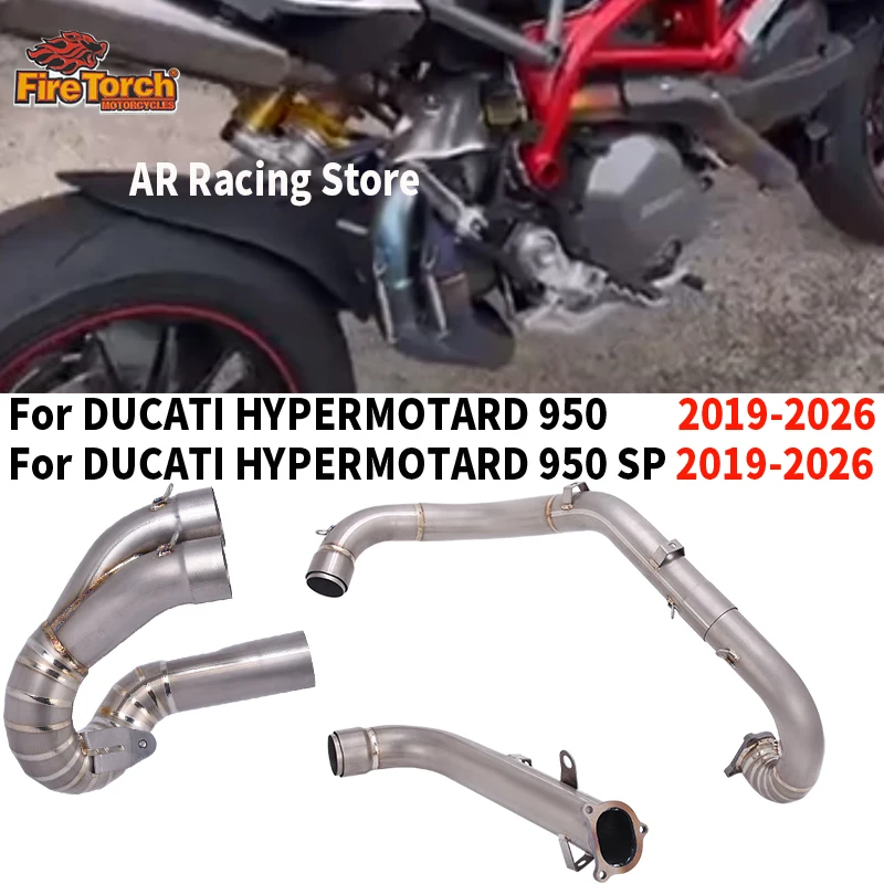 

For Ducati Hypermotard 950/950 SP 2019 - 2026 Motorcycle Exhaust Escape Moto Front Mid Link Pipe Connect Original Muffler