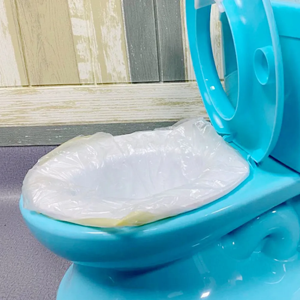 100pcs Toilet Garbage Liner Potty Seat Cleaning Bag Yellow Portable Travel PE Material Drawstring Storage Kids Training