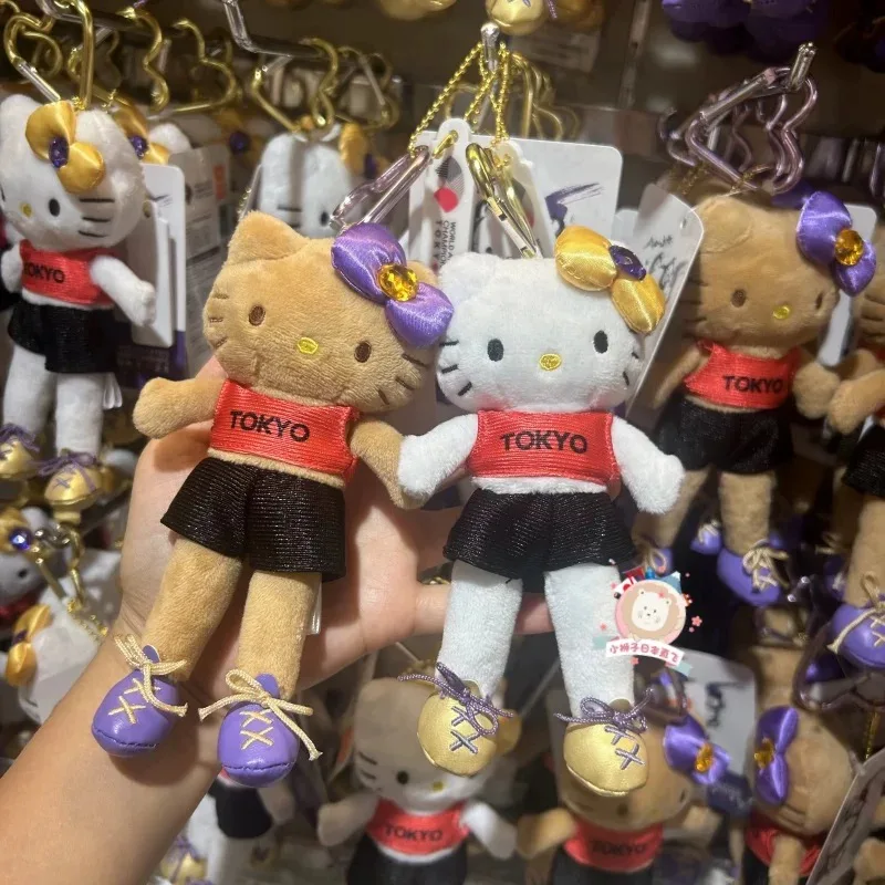 Japonês escuro pele de justo gatinho pernas longas atletismo chaveiro de pelúcia kawaii campo equipe sanrio gatinho boneca de pelúcia mochila pendurado