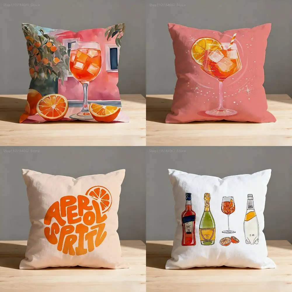 

A-Aperol Spritz Throw Pillow Case For 45x45cm 40x40cm 55x55cm 50x50cm 30x30cm Square Car Pillowcase Shell
