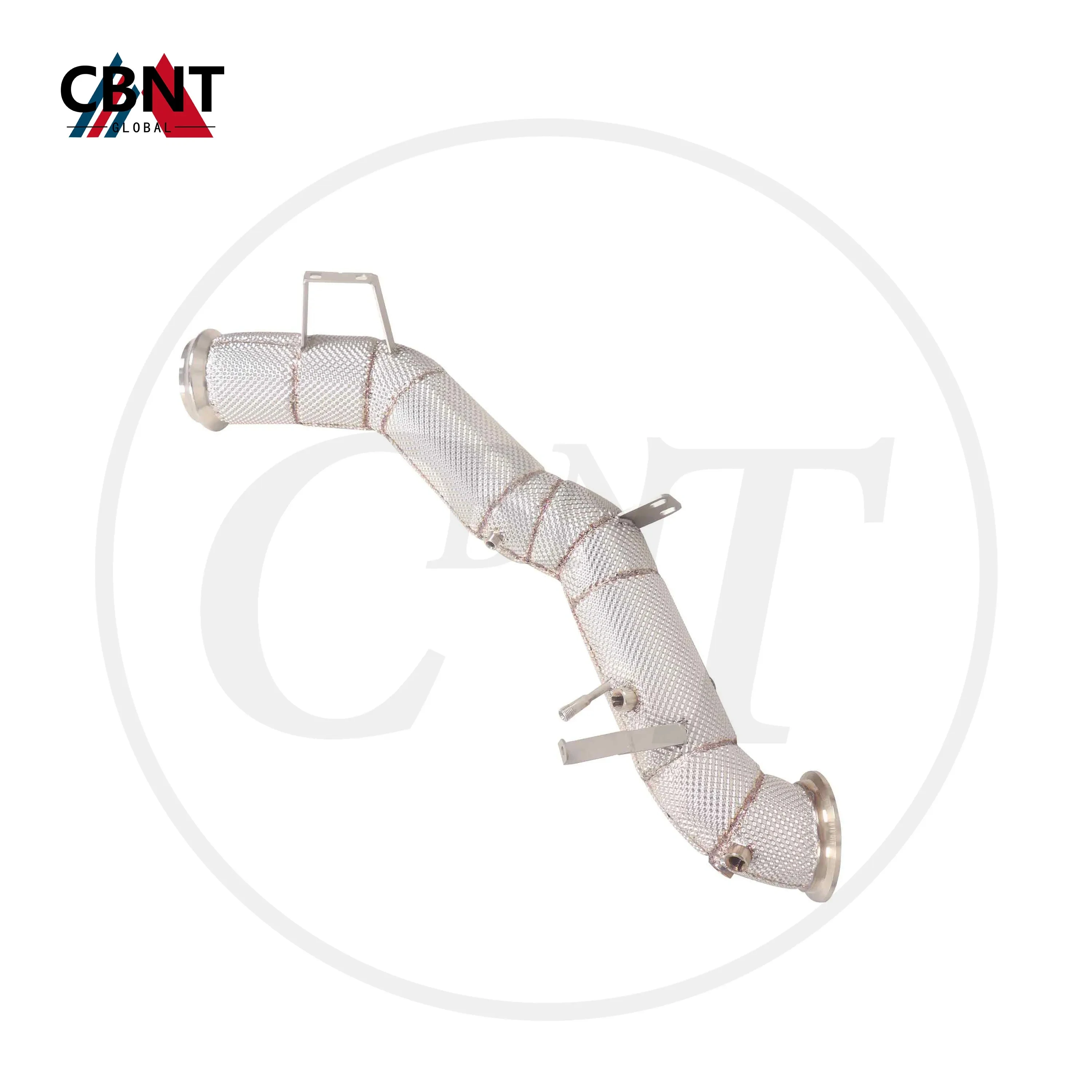 CBNT Exhaust Header for Mercedes Benz C43 AMG M139 2.0T Downpipe with Heat Shield High Quality SS304 Tuning Exhaust Pipe