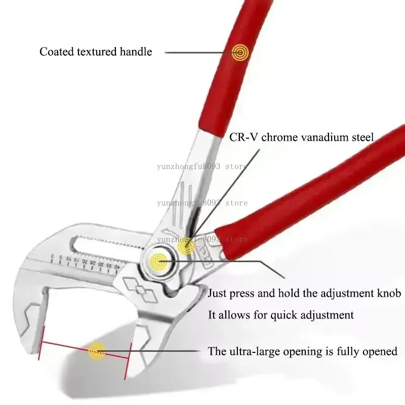 10” Adjustable Wrench Pliers, Large Opening Eagle Beak Water Pipe Clamp, Heavy-Duty Plumbing Tool for Household Repair