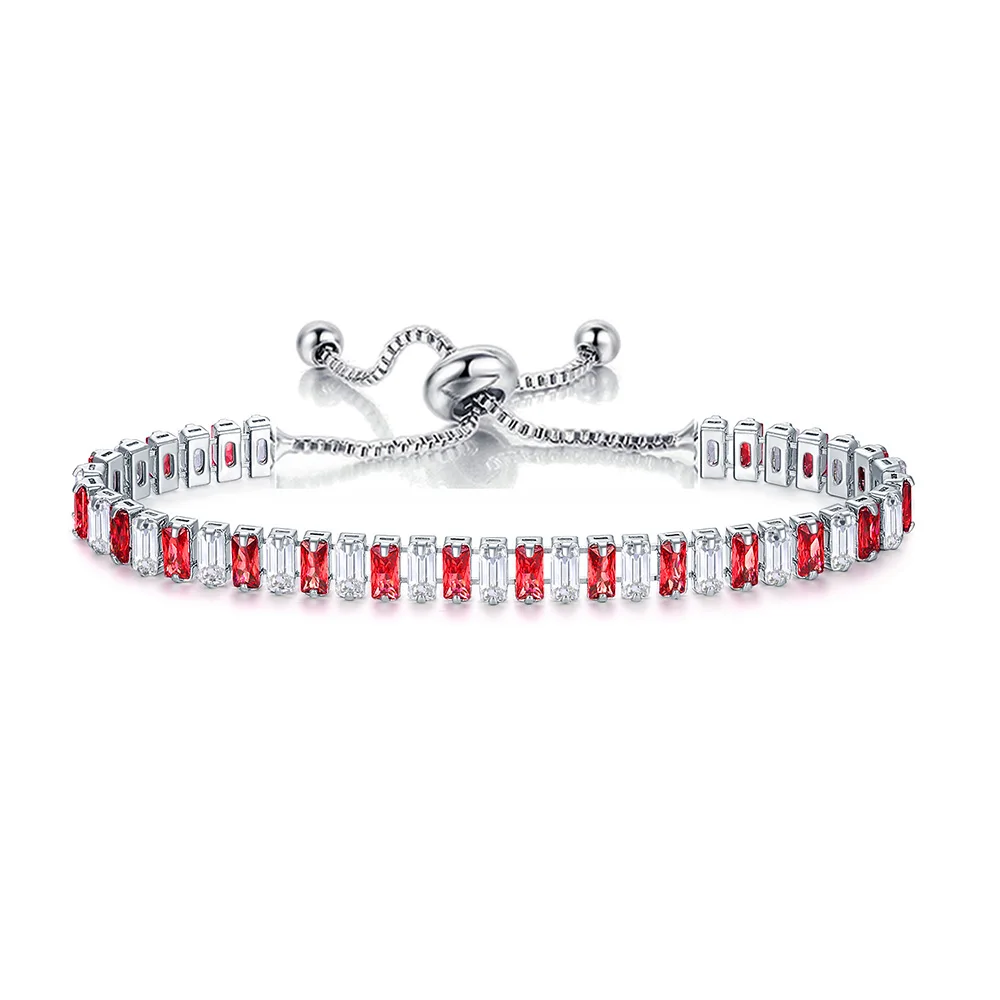 Iced Out Crystal Tennis Armbanden Voor Vrouwen Mannen Zwarte Rechthoek Zirconia Verstelbare Ketting Hiphop Sieraden Groothandel DZH051
