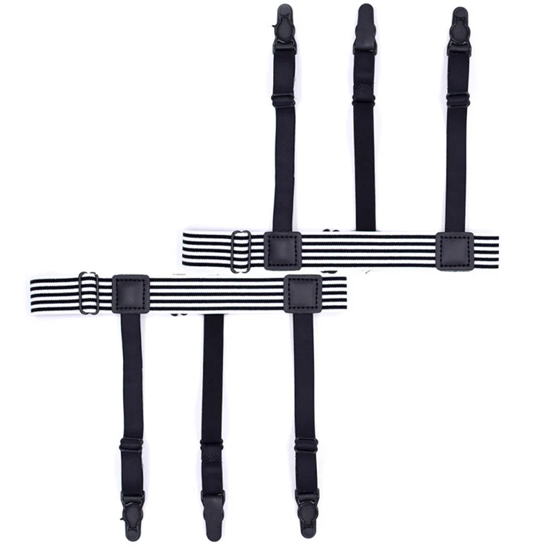 1/2 pares de camisas elásticas para hombre, tirantes a rayas, cinturón antideslizante, ligas, soportes de camisa ajustables de nailon para hombre