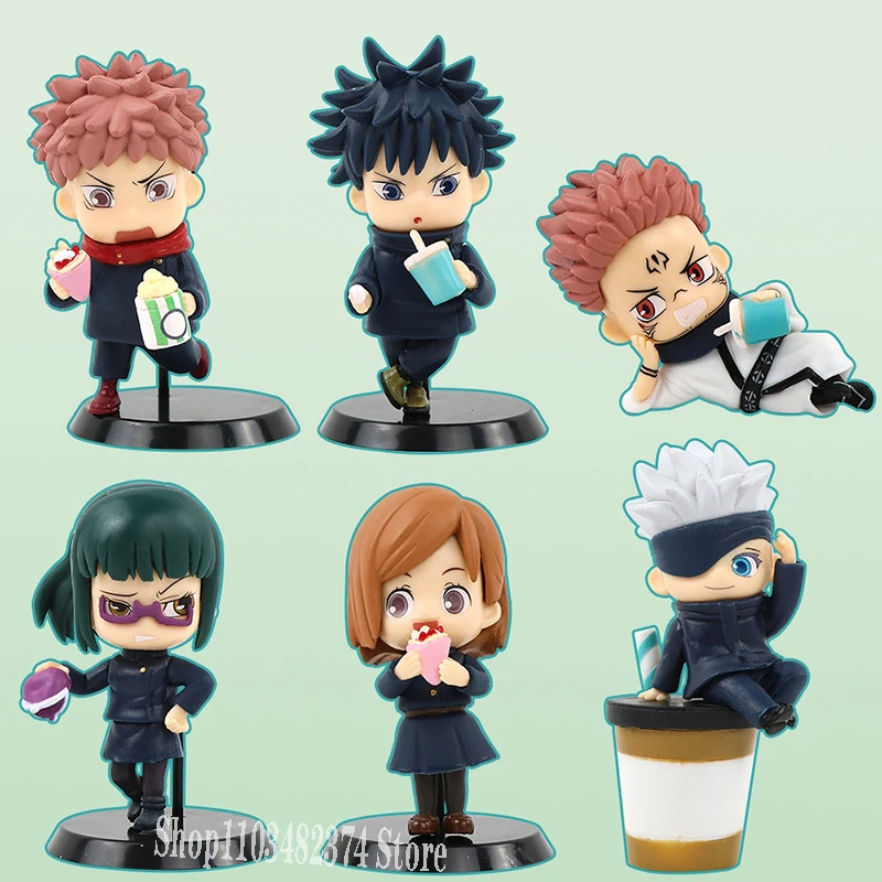 

6pcs Jujutsu Kaisen Megumi Figures 10cm Itadori Yuji Zenin Maki Ryomen Sukuna Satoru Gojo Action Figure PVC Cute Desk Decor Toy