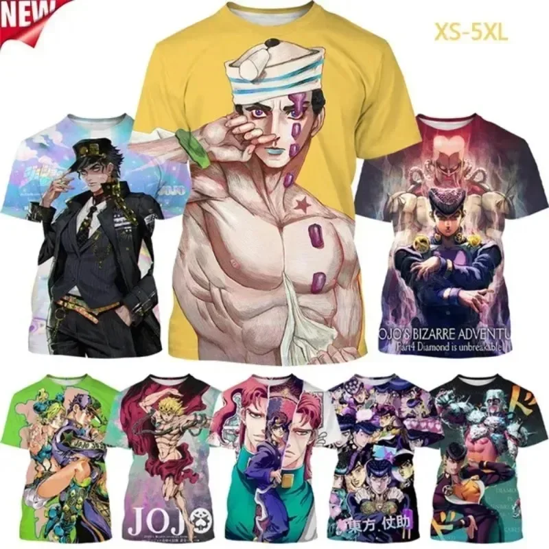 

Japan Anime Kujo Jotaro JoJo's Bizarre Adventure T Shirt 3D Men's Casual Print Streetwear T-shirt Cartoon Cosplay Men's Clothing