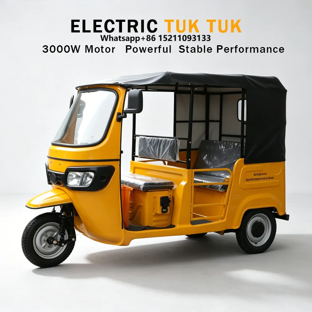 High Quality Electric Tuk Tuk Powerful 3000W Motor 4 Passenger Electric Tricycles Taxi Rickshaw With Canopy