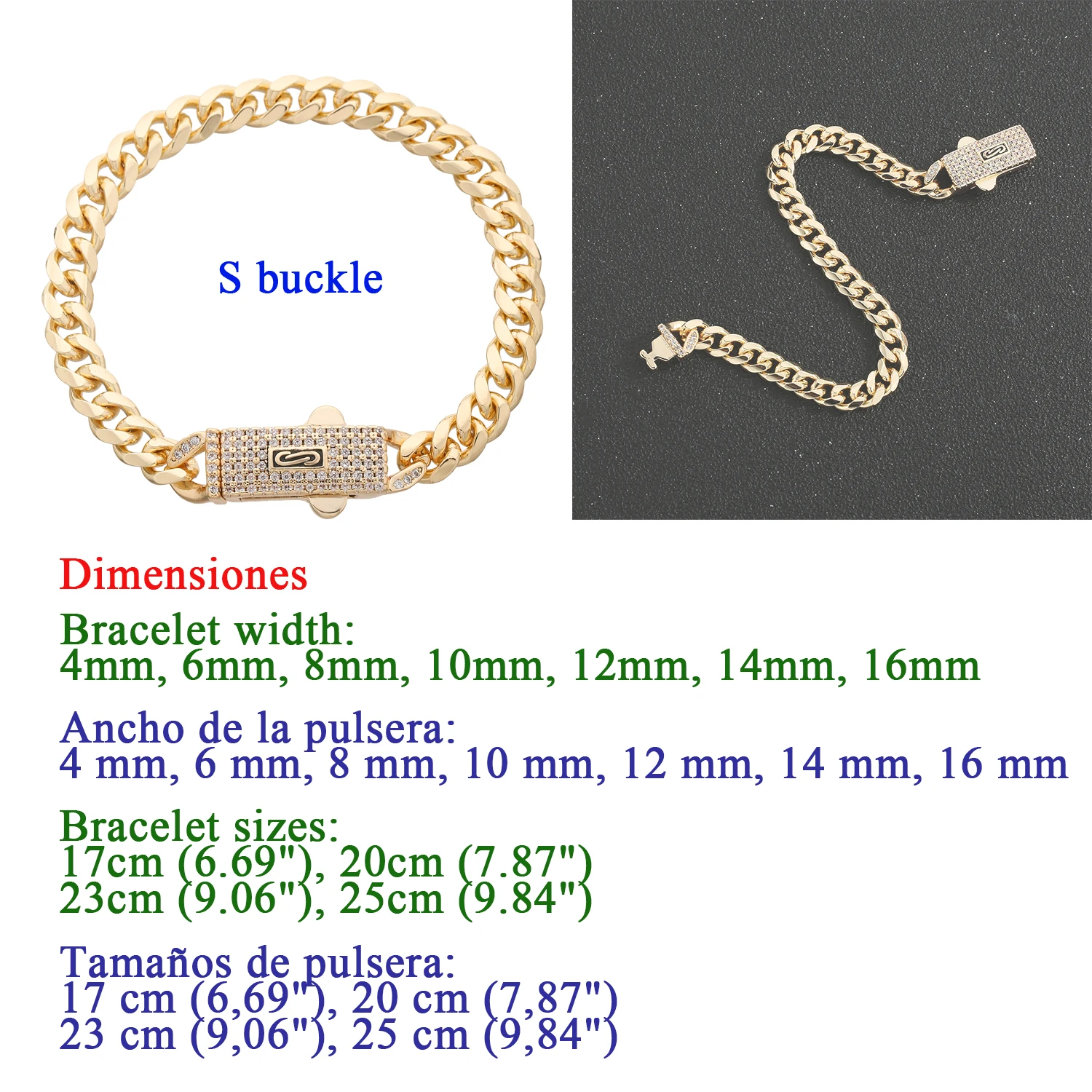 

2025 trendy jewelry hip hop 14k gold plated monaco chain bracelet free shipping item