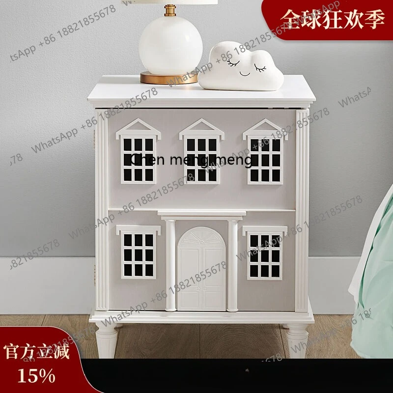 

French retro solid wood bedside table master bedroom household bedside storage cabinet American creative small cabinet