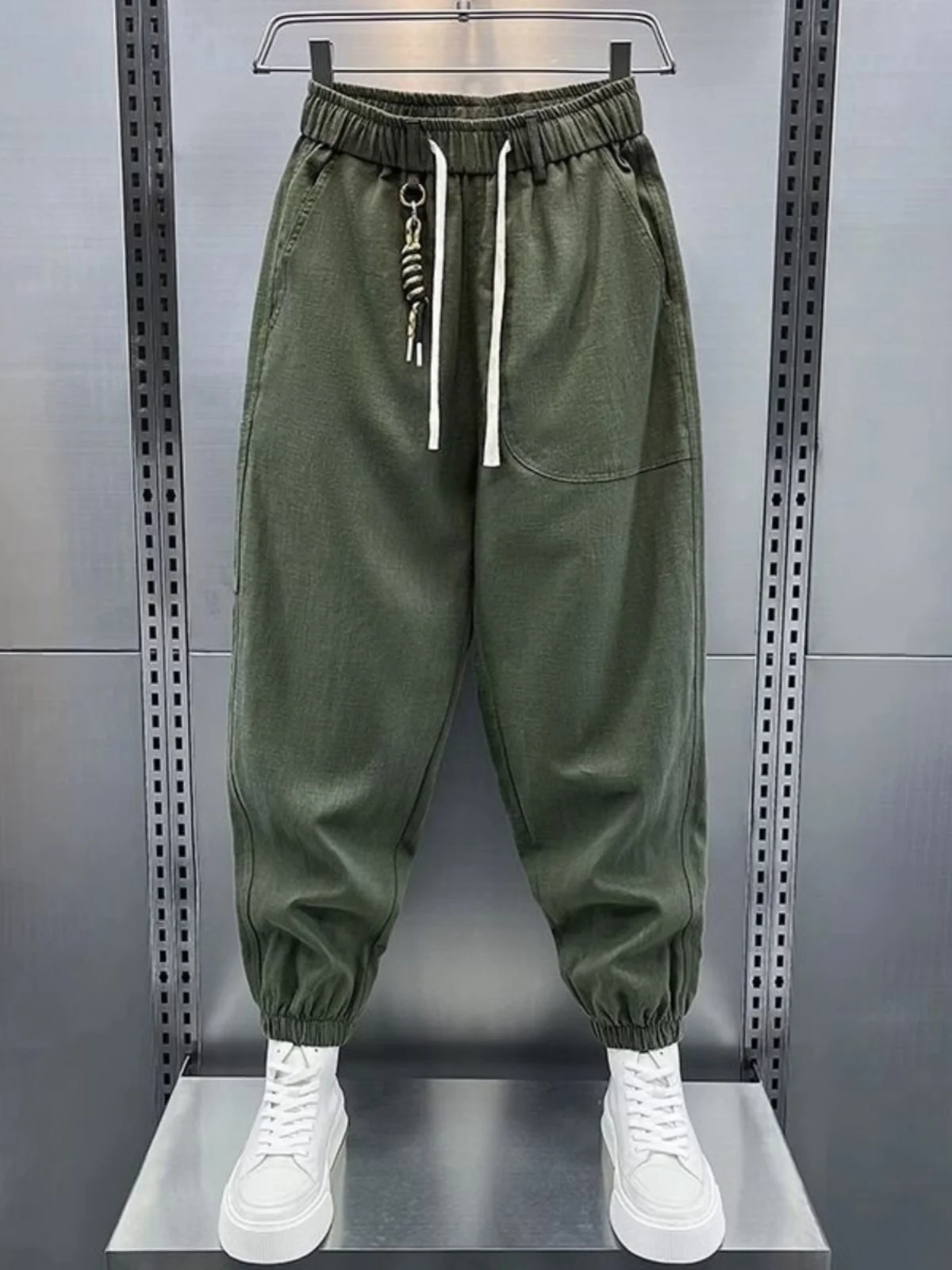 

Мужские льняные повседневные брюки больших размеров, осенние свободные широкие брюки Harlan, рабочая одежда, дышащие удобные брюки свободного покроя