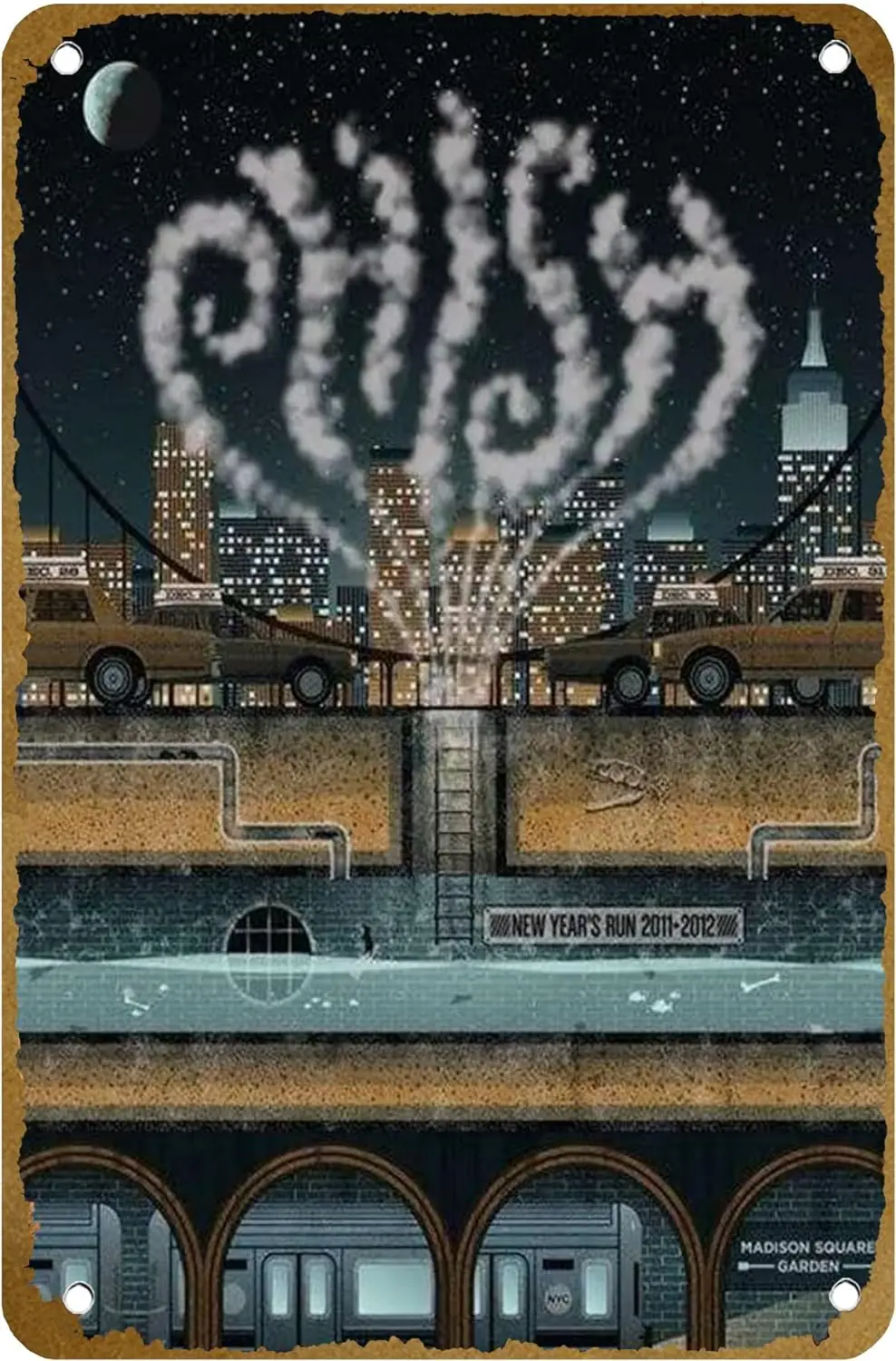 Vintage Phish: NYE RUN 2011 Movie Poster Vintage Metal Tin sign Logo Family Club Bar Cafe Bedroom Art Wall Decoration Gift 8x12