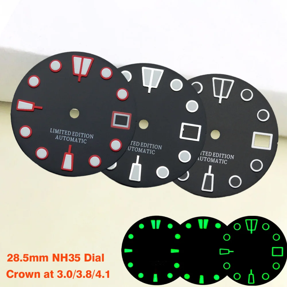 

28.5mm Dial NH35 NH36 Dial Green Luminous Dial Fit for SKX007 SPRD 6105 Turtle Tuna Watch Case NH35 NH36 Watch Dials Parts