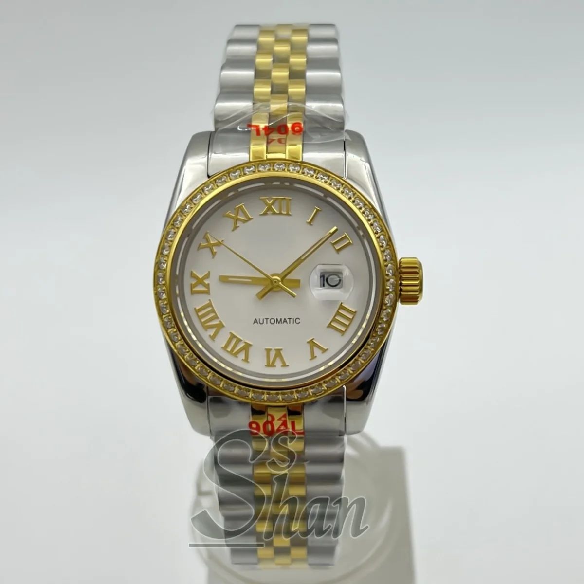 31mm fashionable ladies' NH05 watch sapphire glass diamond bezel Roma dial luminous hands stainless steel bracelet wristwatch