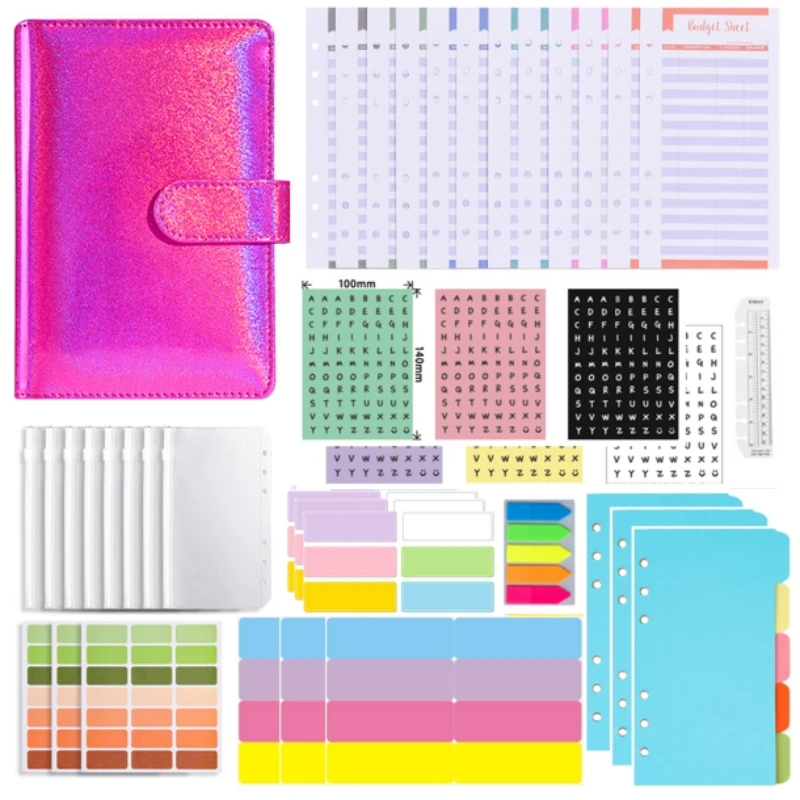 

Stylish A6 Notebook Binder for Budget Planning and Financial Management with Budget Sheets and Self-adhesive Labels