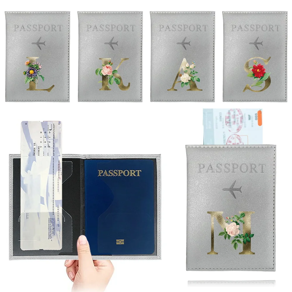 1PCS RFID Vintage Travel Passport Cover PU Leather Passport Holder Case Travel Document Credit Id Card Golden Flower Series